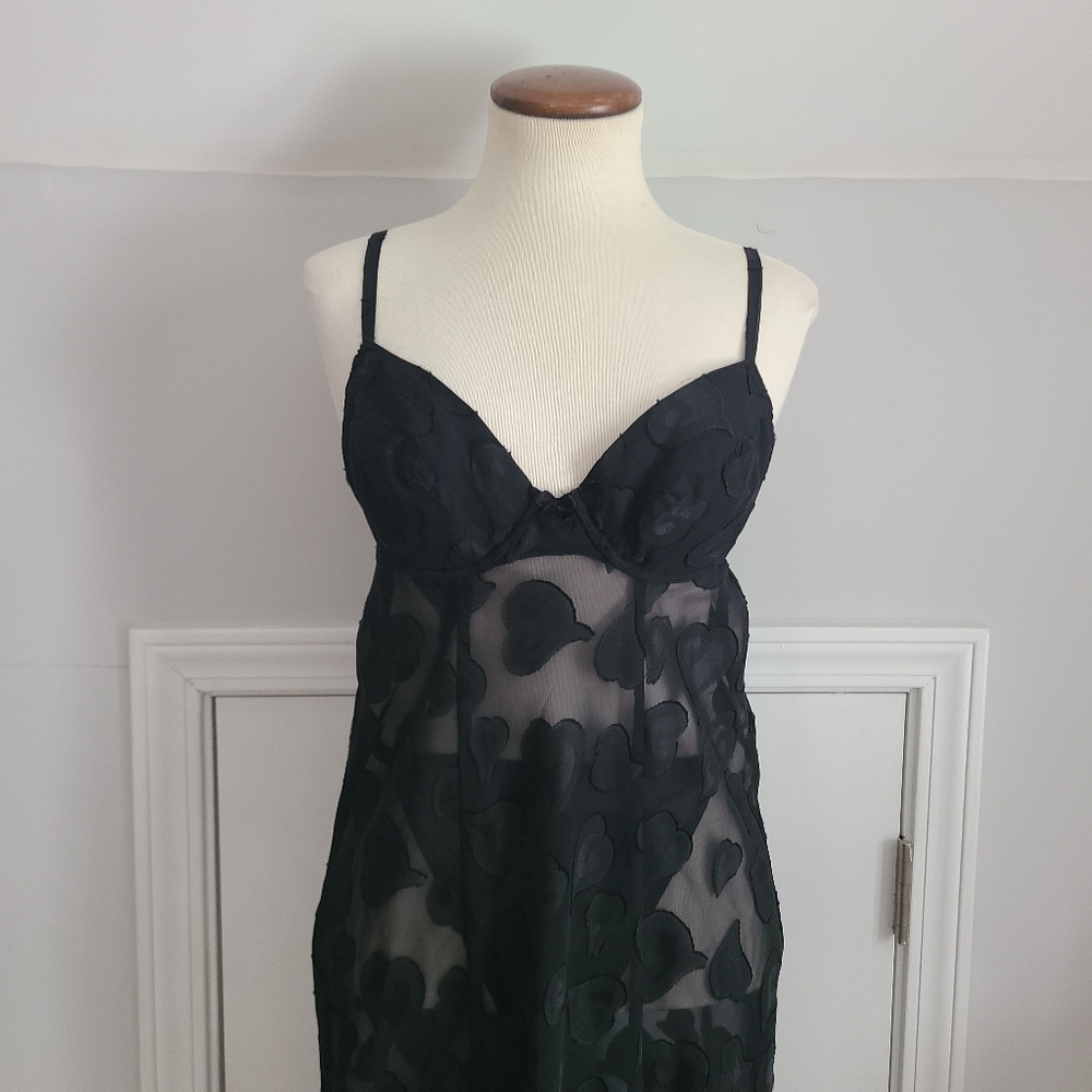 90s Vtg Victoria’s Secret Maxi Gown Size S Slip Dress Miracle Bra Heart Jacquard - Picture 5 of 16